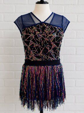 616 - Weissman Dance Costume | Iridescent Sequin Fringe Dress | Youth Size